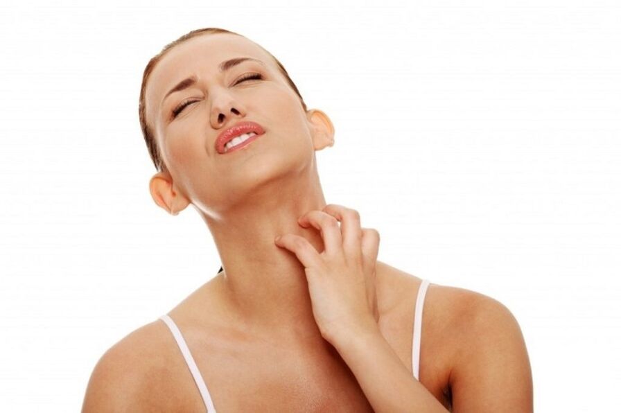 skin itching as a symptom of the presence of parasites